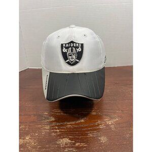 Reebok NFL Raiders White & Black Hat Adjustable Embroidered Logo Mens Cap X3